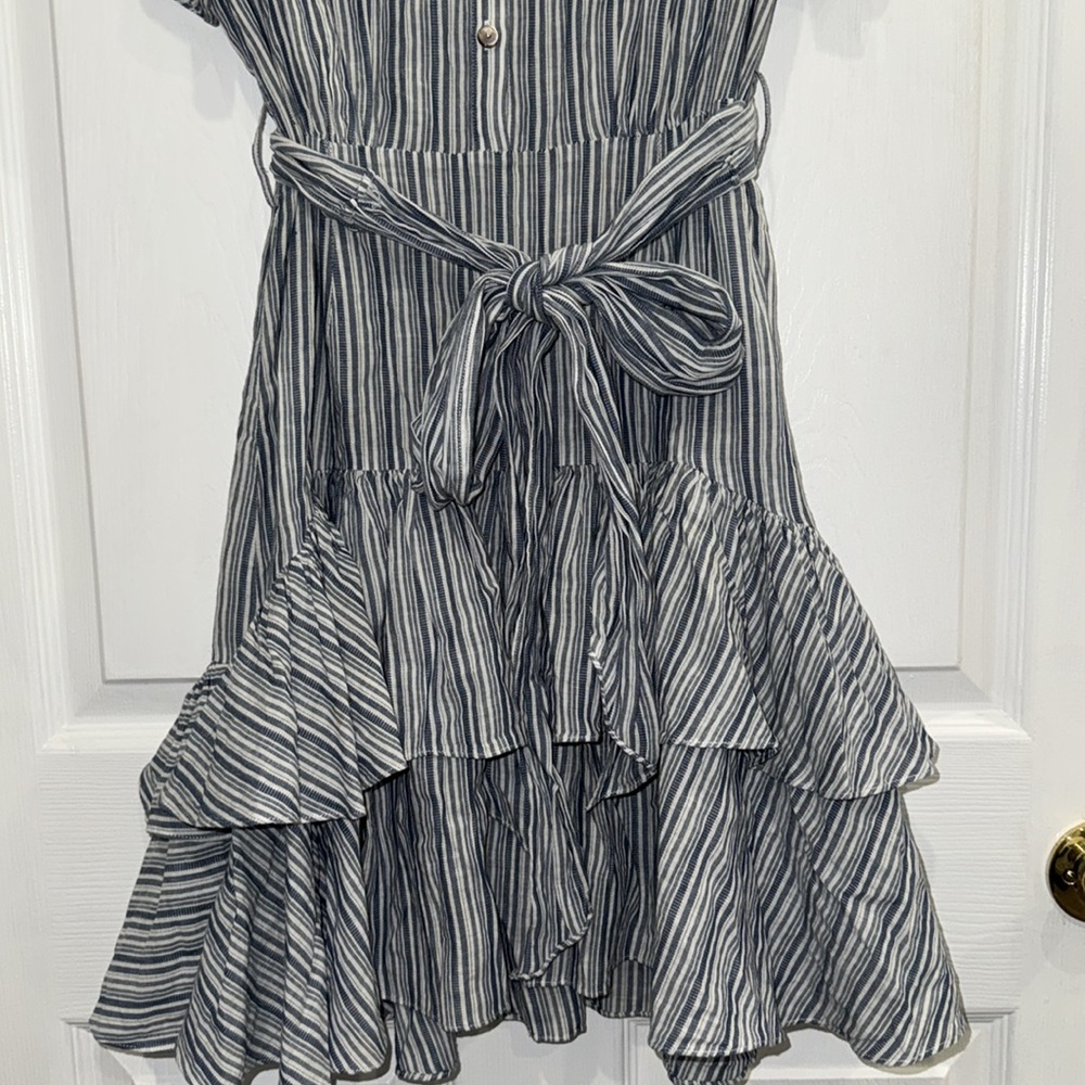 Rebecca Taylor Striped Ruffle Dress - Picture 3 of 12